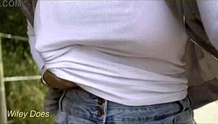 Look at Wifey’s Amazing Tits in Tight Shirt on Public Bike Dare!