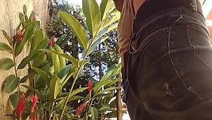 soloboy masturbates outdoor in the open