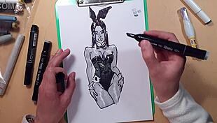 Sketching A Sexy Brunette In Latex With Athletic Curves