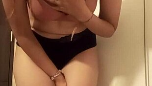 shy nympho flashes white liquid from pussy!