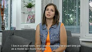 Virgin casting features chubby Sandra Bulka in solo action.