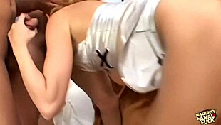 Anal Busting Gangbang for Blonde Whore Loving Cum!