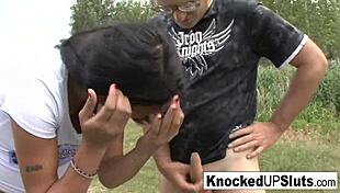 Pregnant Slut's Outdoor Cock Care