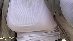 Look at Wifey’s Amazing Tits in Tight Shirt on Public Bike Dare!