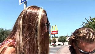 Fucking slutty blonde mom in fishnets and heels.