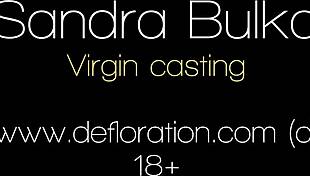 Virgin casting features chubby Sandra Bulka in solo action.
