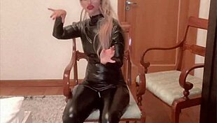 Oiled belly dancer performs in latex catsuit to domination music by Findom Goaldigger