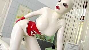 Latex Sex Goddess Spanks Herself in Solo Masturbation