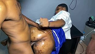 Ebony teacher gets fucked doggystyle at work with monster cock