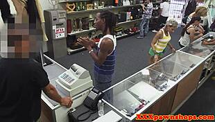 Doggystyled Pawnshop Amateur Sucks Cock