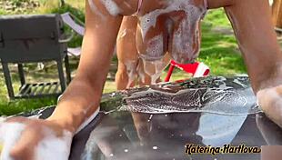 ever tried washing a car in bikini while playing naked with foam?