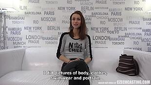 super cute 25yo babe gets oiled up for anal riding with the cameraman