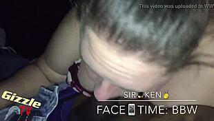 This white bbw gives a sloppy interracial blowjob in a casual setting.