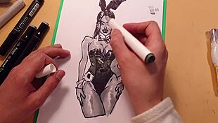 Sketching A Sexy Brunette In Latex With Athletic Curves