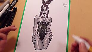 Sketching A Sexy Brunette In Latex With Athletic Curves