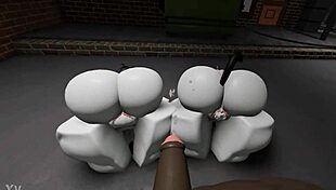 Intense trio! Two submissives getting pounded by a massive black cock!