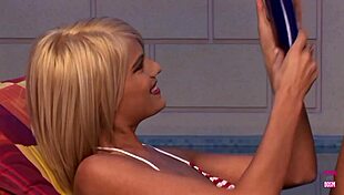 awesome blonde in bikini does doggy with foot fetish and deepthroat blowjob