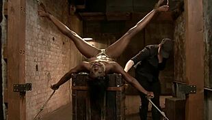 Bound Ebony Slave Gets Rough Anal Spanking