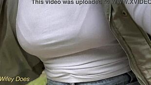 Look at Wifey’s Amazing Tits in Tight Shirt on Public Bike Dare!