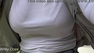 Look at Wifey’s Amazing Tits in Tight Shirt on Public Bike Dare!