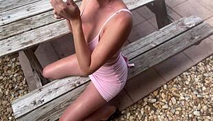 italian big tits milf artemisia love flashes shaved pussy outdoor