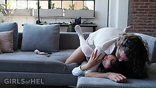 Asian student teases with cute panties in stepdad's gift