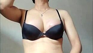 Big Tit Asian Shemale Teases with Masturbation Cumshot