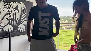 watching the passage, my stepsister gets horny to take my big cock - full story