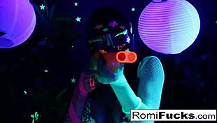 Romi Rain & Dani in Lesbian Black-Light Fun!