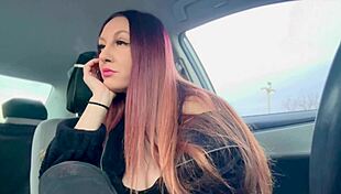 Italian Milf Artemisia Love Smoking Cigarette in Car While Flashing Nipples