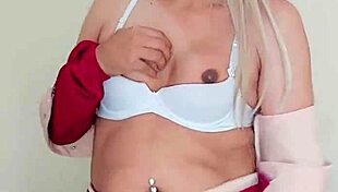 Beautiful redhead transsexual milking cock with crossdressing