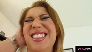 mel gets group blowbang facial cumshot