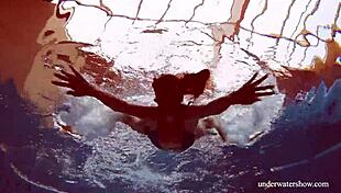 Martina's Tight Pussy in Blue Bikini Underwater