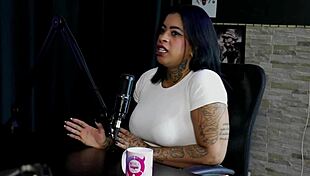 Marcelly Mello explains differences while exposing in sheer red lingerie for fetish compilation.