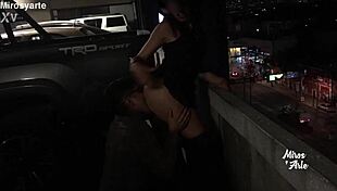 Miroslava gets her pussy licked by a stranger in parking.