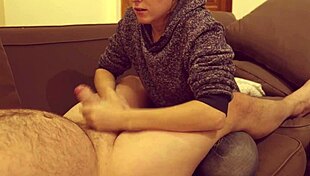 sucking and swallowing cum in couple scene