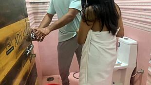 Plumber fucks puny marathi anty standing in bathroom, oral anal orgasm doggystyle bent over hardcore