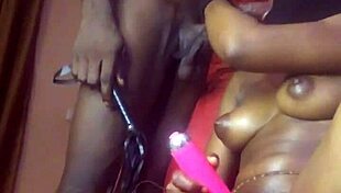 my petite girlfriend uses vibrator while sucking big black cock until squirting everywhere