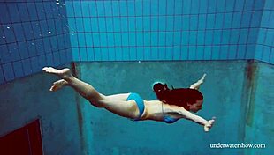 Martina's Tight Pussy in Blue Bikini Underwater