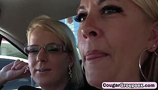 group sex with milf and big cocked stud licking tits