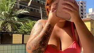 Redhead Exhibitionist Doing Live Show