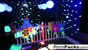 Romi Rain & Dani in Lesbian Black-Light Fun!