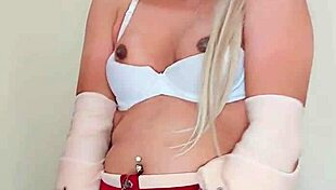 Beautiful redhead transsexual milking cock with crossdressing