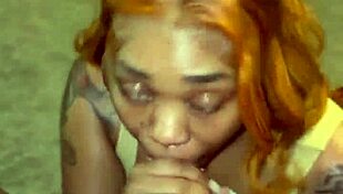 Grapefruit Meets Gooch in Wet Ebony Face Fucking with Cum