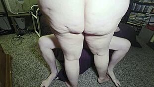 Fat BBW Housewife Shakes Ass While Fucking Big White Cock at Home