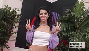 Shy street walker Harley Haze enjoys oral pleasures with a monster cock