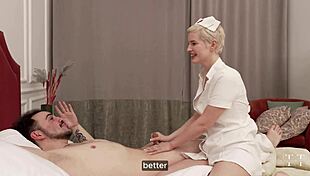 hot blonde nurse takes my creampie cure.
