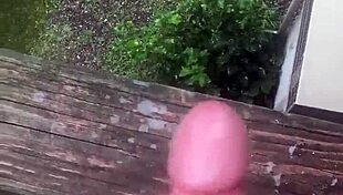 a guy jerks off outdoors in solitude