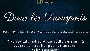 IN PUBLIC TRANSPORTS, a CROSSDRESSER TEASES with DIRTY TALK and MASTURBATES