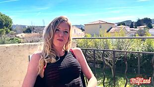 the beautiful blonde cheerfully loves sucking cocks in lingerie